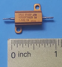 Fixed Resistor, RER60F1R62R , DALE , Wire Wound , 5W , 1.62 ohm , 1% +/-