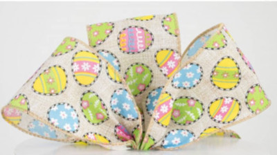 4 yards 2.5'' Easter ribbon~2.5'' Wired ribbon easter egg pastel ribbon
