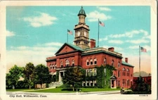 1930'S. WILLIMANTIC, CONN. CITY HALL. POSTCARD.