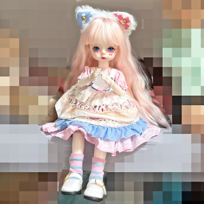 30cm Height Cute Girl Doll Toy Removable Curly Wig Dress Shoe Handpainted Makeup