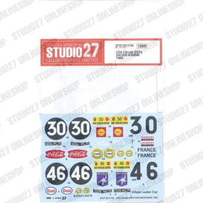Studio27 1/24 DS19 SAFARI #30/#46 1965 Decal for EBBRO #25005