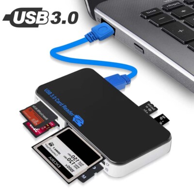 USB 3.0 Memory Card Reader Adapter 5GBPS Fit For CF/TF/SD/Micro SD/XD/M2/MS Card