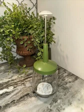 Vintage Federal Glass Food Nut Chopper Stainless Blades Green Working Plunger