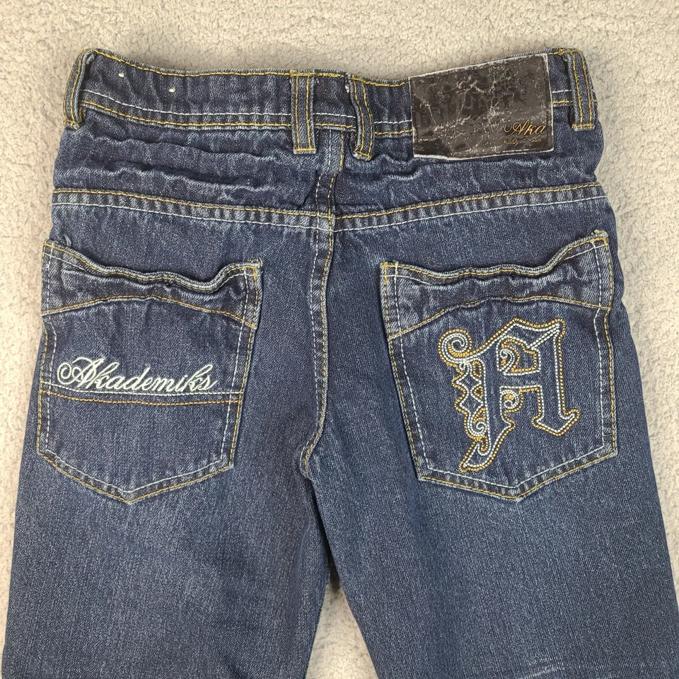 Jeans Akademiks Niñas Talla 10 Azul Pierna Recta Bordados Algodón Juvenil Foto 4 de 4