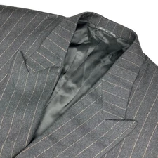 Canali Men's Wool/Cashmere Double Breasted Flannel Blazer Black/Tan Stripe • 40R