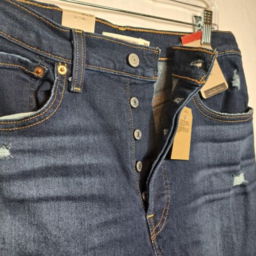 Levi's Super High Rise Ribcage Straight Ankle Jeans Distressed Size 30 x 27 NEW - Picture 4 of 15