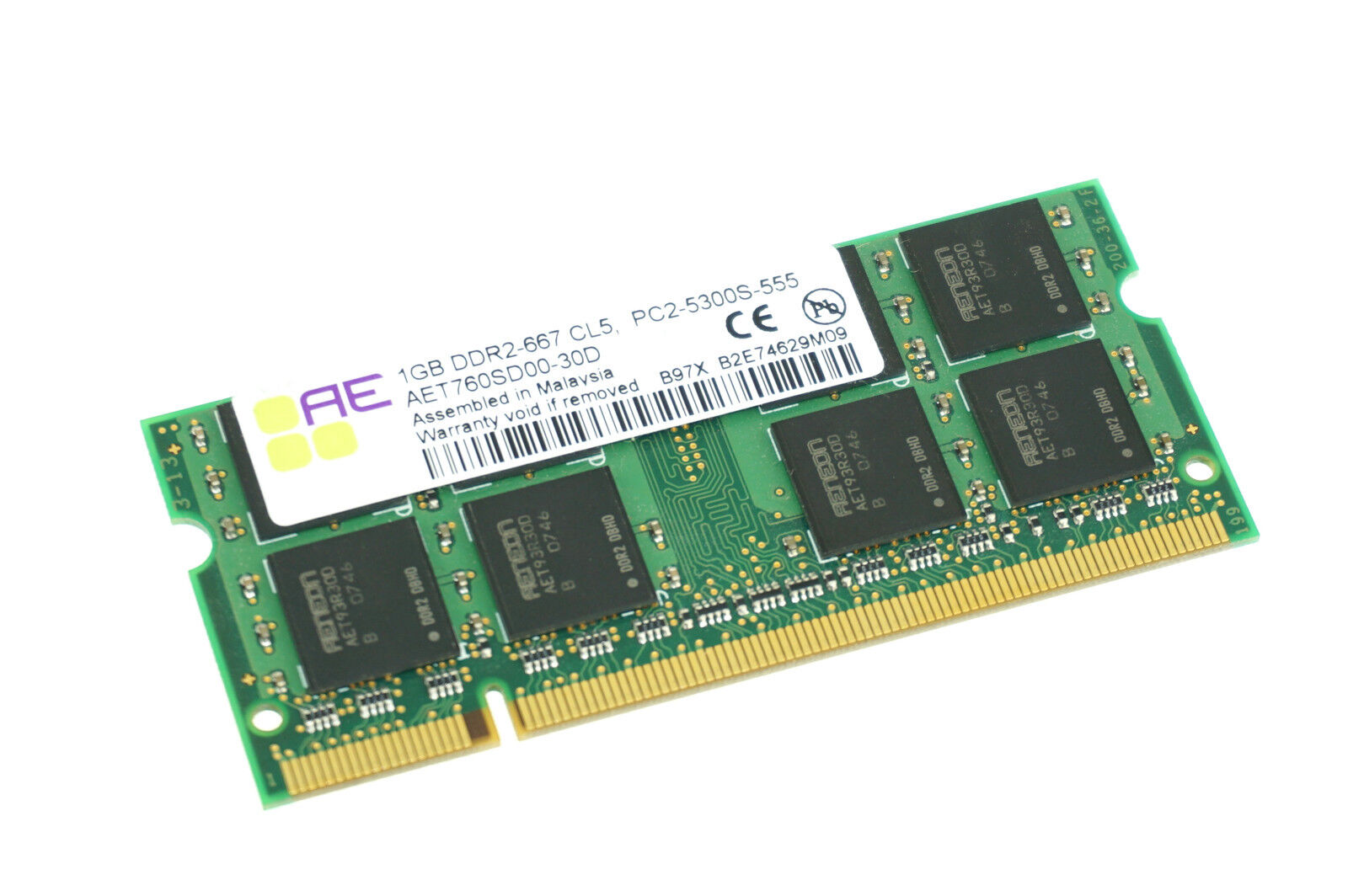 AET760SD00-30D GENUINE AENEON LAPTOP MEMORY 1GB DDR2 PC2-5300S (CA610)