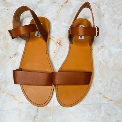 STEVE MADDEN FLAT CAMEL BROWN SANDALS NEW