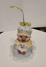 Vintage Jasco Bisque Porcelain Caring Critters Chimer Duck & Baby Ornament
