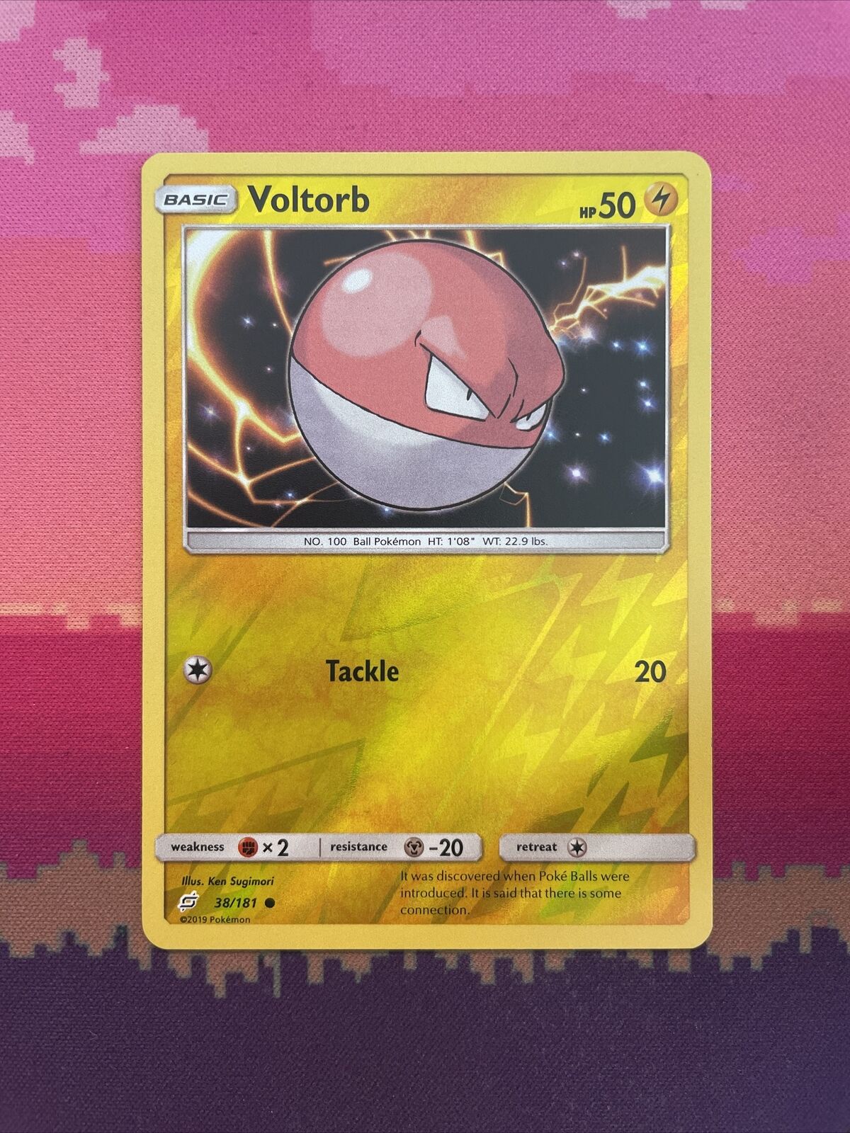 Voltorb 38/181 Pokemon Sun & Moon Team Up Reverse Holo LP Used See Pictures