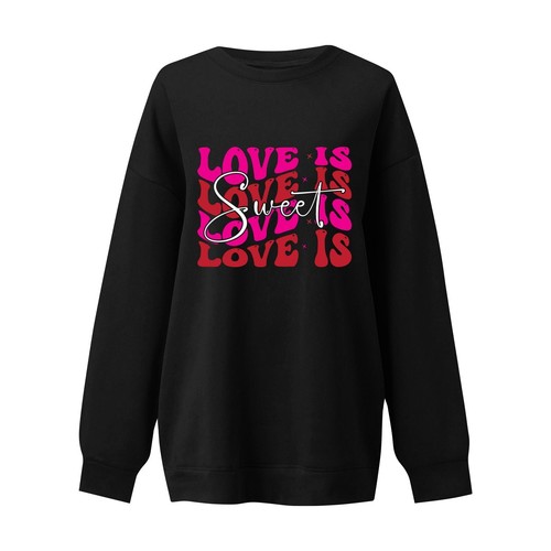 Women's Casual Fashion Valentine's Day Print Long Sleeve O-Neck Sweatshirts - Picture 11 of 30