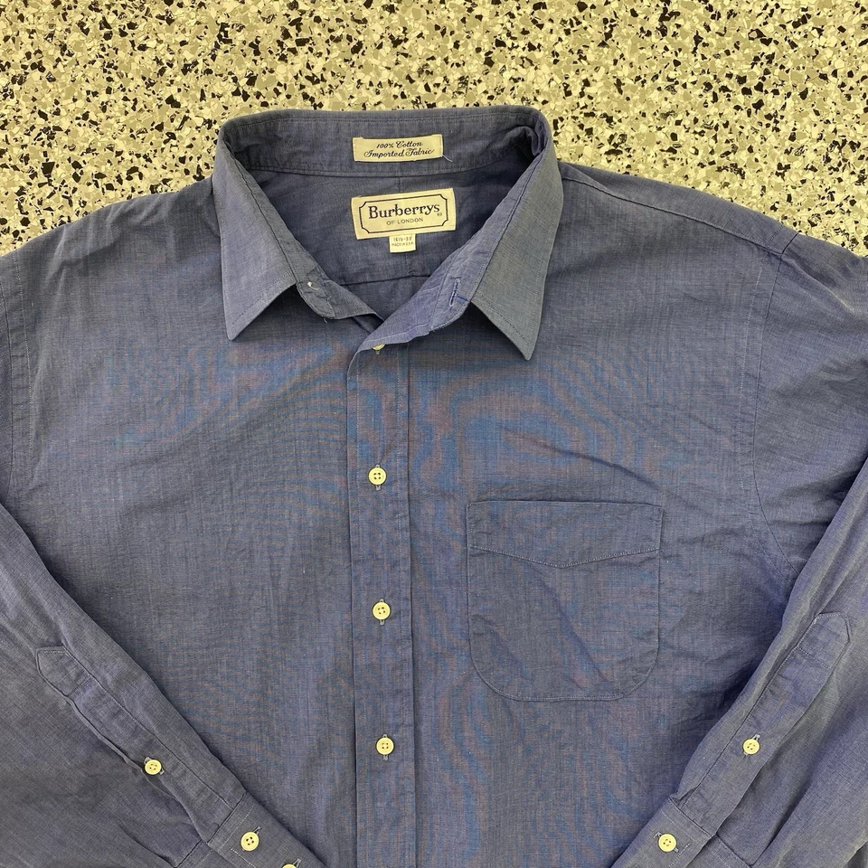 Camisa de vestir vintage de Burberrys of London a rayas hecha en Estados Unidos talla 16 1/2-33 de colección Foto 2 de 4