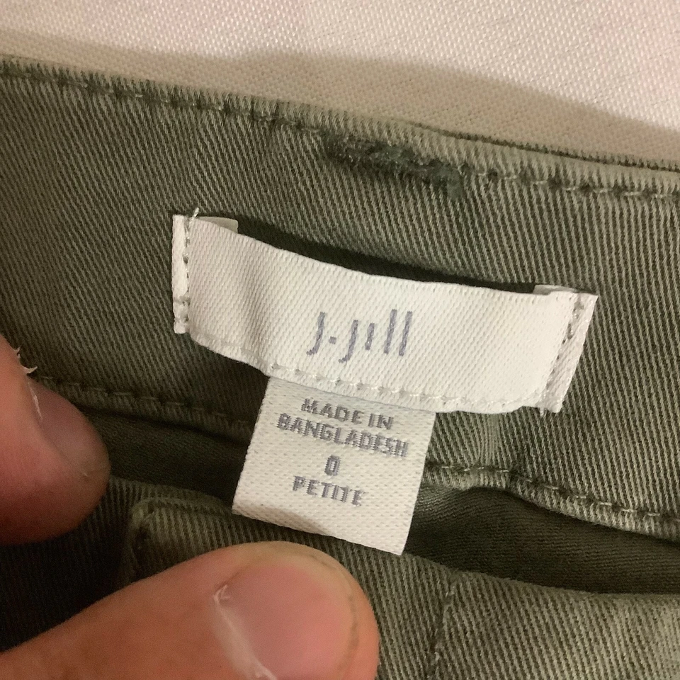Pantalones Cortos para Mujer J. Jill Verde Bolsillos Cortados Frente Plano Recto Informal Chino Talla 0P Foto 4 de 4