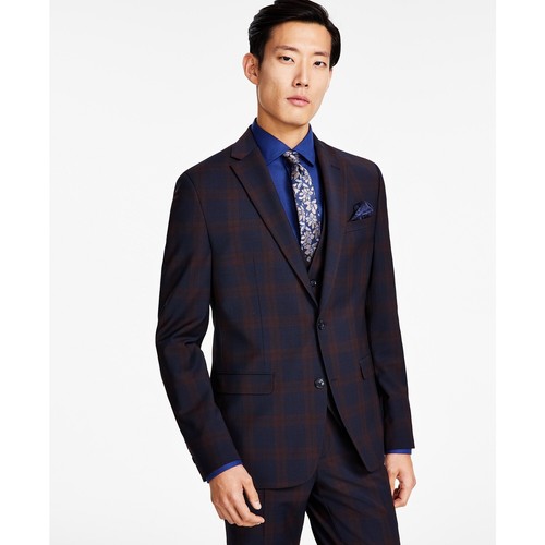 Bar III Men's Slim-Fit Suit Jackets Burgundy/blue B4HP - Picture 5 of 12