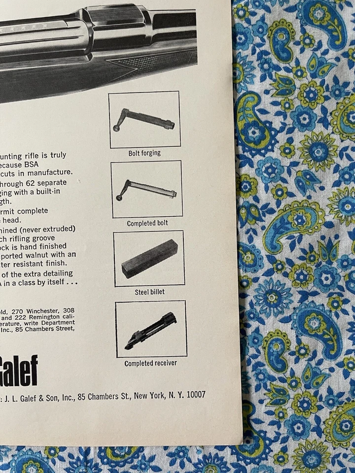 Vintage 1967 BSA Monarch Deluxe Hunting Rifle Print Ad Galef - Image 2 of 4