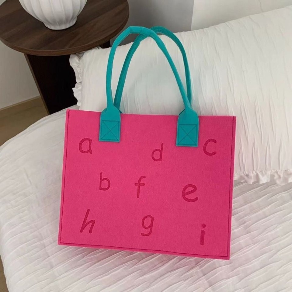 Letter Felt Tote Bag Solid Color Gift Bag Simple Felt Handbag Ladies eBay