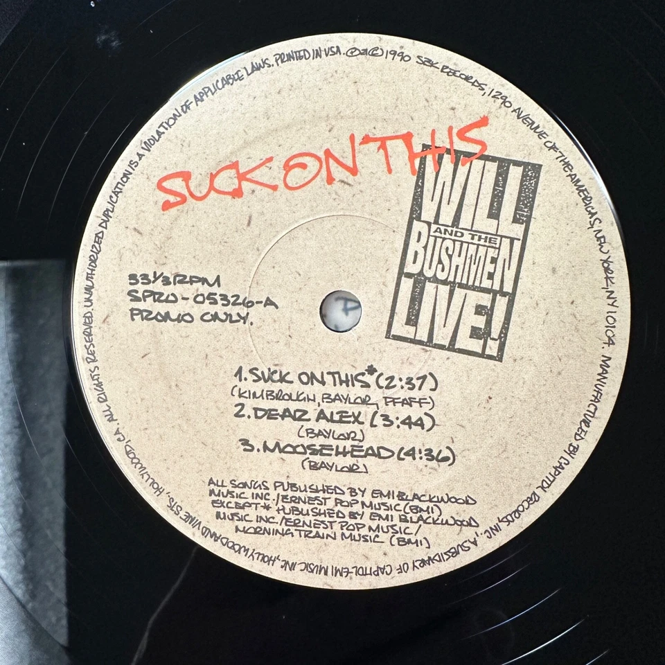 Suck On This Vinyl Record LP Album Will And The Bushmen Live EP Promo - Image 3 of 4