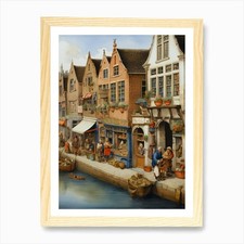 Belgischer Markt Kunstdruck gerahmt Wandbild Poster Leinwanddruck Bild