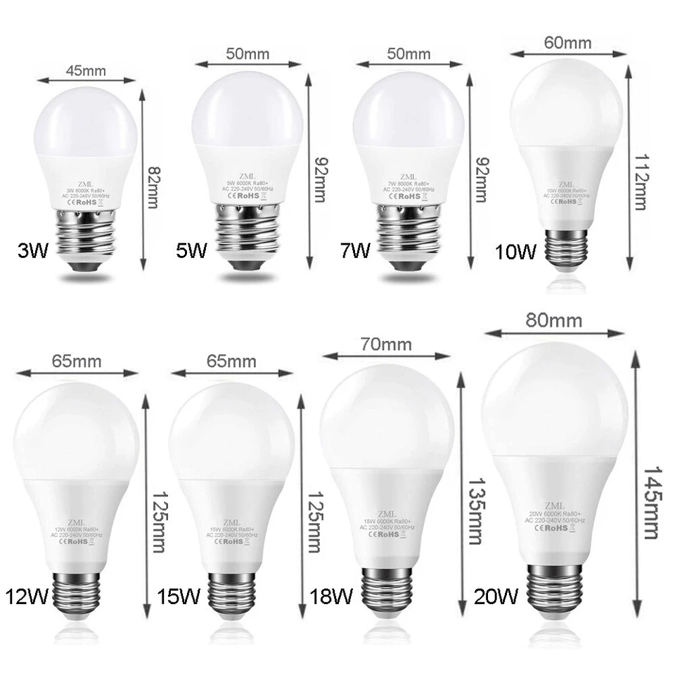 Glühbirne E27 A65 LED Leuchtmittel 3W 5W 10W 18W 25W Schraube Licht Lampe 230V - Bild 4 von 4