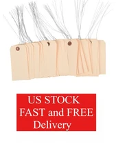 100 Pack 4 3/4"x2 3/8" Size 5 Manila Inventory Pre Wired Hang Tags with Wire US