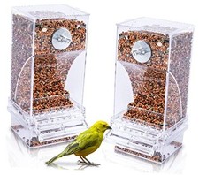 No Mess Bird Cage Feeder 2Pack Automatic Parrot Seed Transparent - 2 PCS