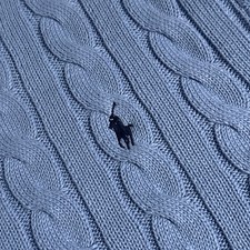 NEW Polo Ralph Lauren Men's Size Large Blue Cotton Cable Knit Pullover Sweater L