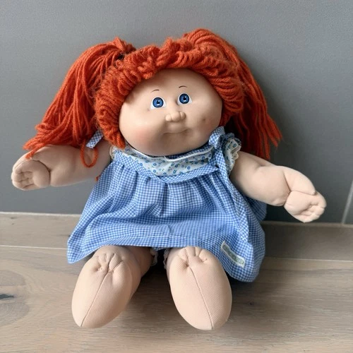 Vintage 1982 Coleco Cabbage Patch Kids Doll Red Hair Blue Eyes Original Dress