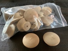 Lot de 23 boutons / tirettes de tiroir ronds en bois 1 3/4 "D 3/4" H marron naturel neuf