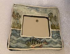 Small Fish Themed Mirror with Handmade Feel Featuring Fish, Water & Plants