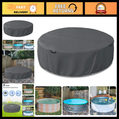Bitubi 8 Ft Steel Round Stock Tank Pool Cover,Upgraded to Full Coverage to