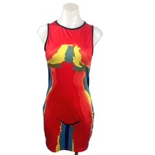 Shein Multicolor Abstract Tie Dye Print Sleeveless Mini Bodycon Tank Dress Sz M