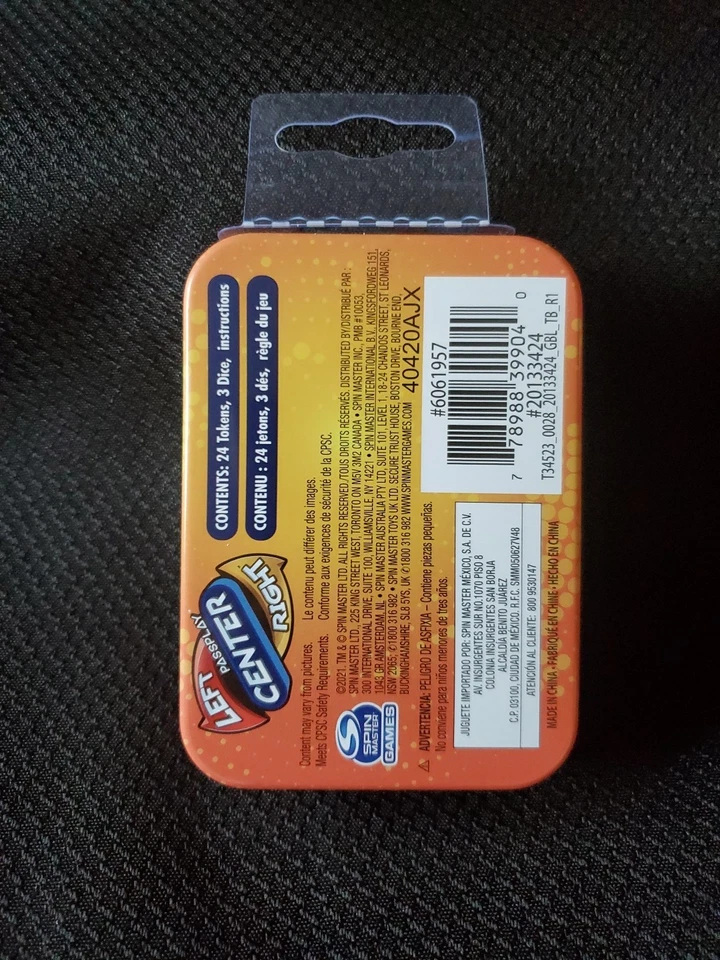 Left Center Right Passplay Dice Game Spin Master In Tin 2021 - Image 2 of 4