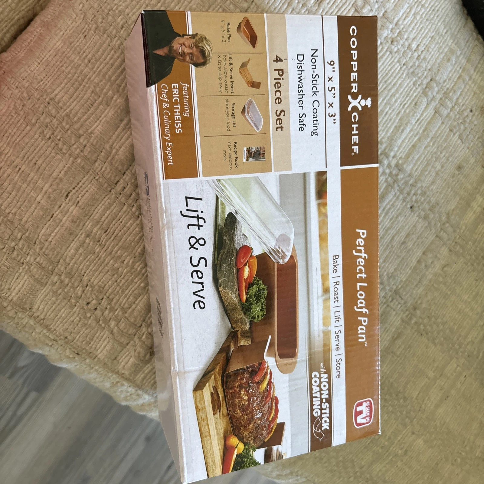 NEW Copper Chef PERFECT LOAF PAN w/ LID Non Stick, Dishwasher Safe LIFT & SERVE