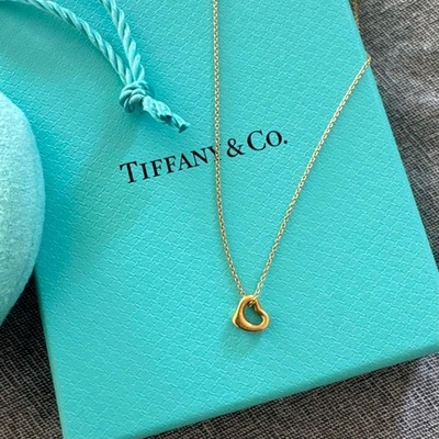 Tiffany ＆ Co. Open Heart Necklace 18K Gold 7mm Elsa Peretti with