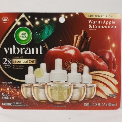 Air Wick Scented Oil 5 Pack Air Freshener Refills Warm Apple Cinnamon 3.38 fl oz
