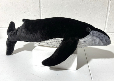 Wyland Humpback Whale Life-Like Stuffed Animal 18'' Plush Toy Black Gray White