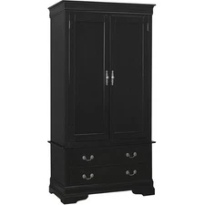Pemberly Row Modern / Contemporary 2 Drawer Armoire in Black