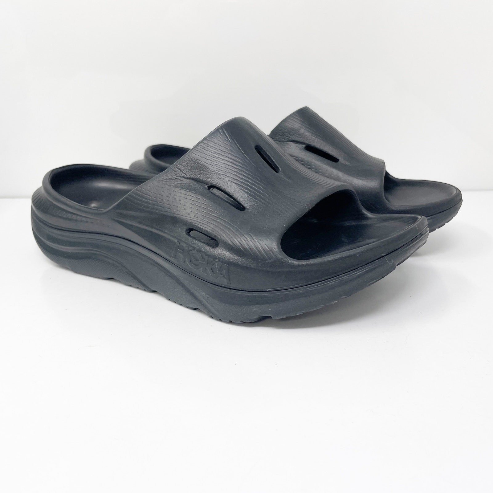 Hoka One One Womens Ora Recovery 3 Black Open Toe Slip On Slide Sandal Size 8 thumbnail 10