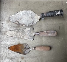 Lot of 3 Vintage Pointed Trowels Old Bricklayer Masonry Tools