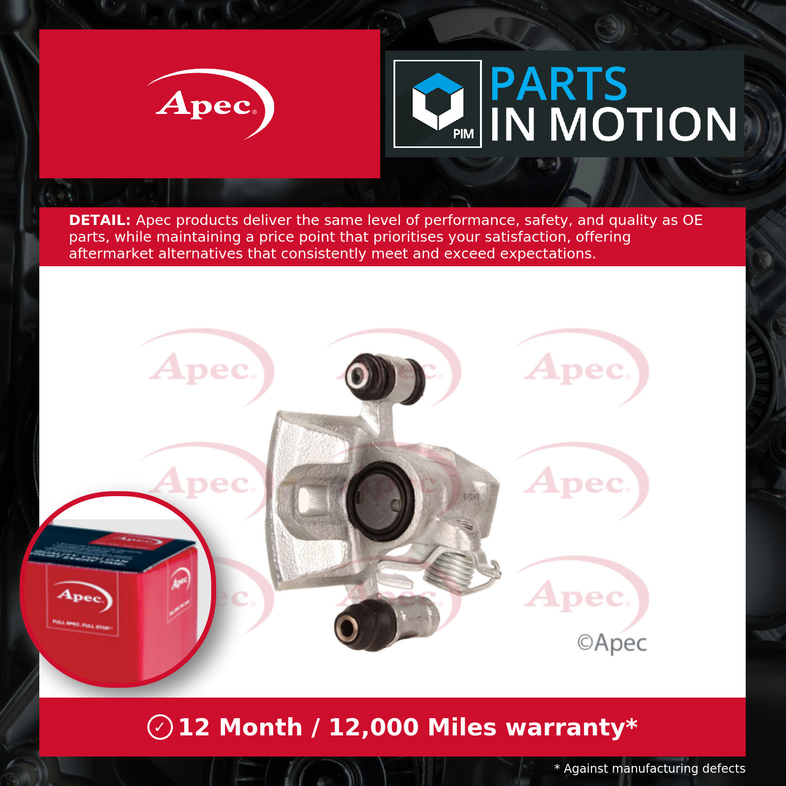 Brake Caliper fits PROTON WIRA 2.0D Rear Left 96 to 99 Apec Quality Guaranteed