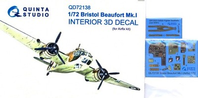 Quinta Studios 1/72 BRISTOL BEAUFORT MK.I 3D PRINTED & COLORED INTERIOR SET