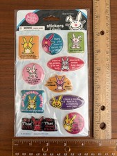 It  s Happy Bunny Rare Vintage Puffy Stickers 2 Sheets Set By Jim Benton Unused