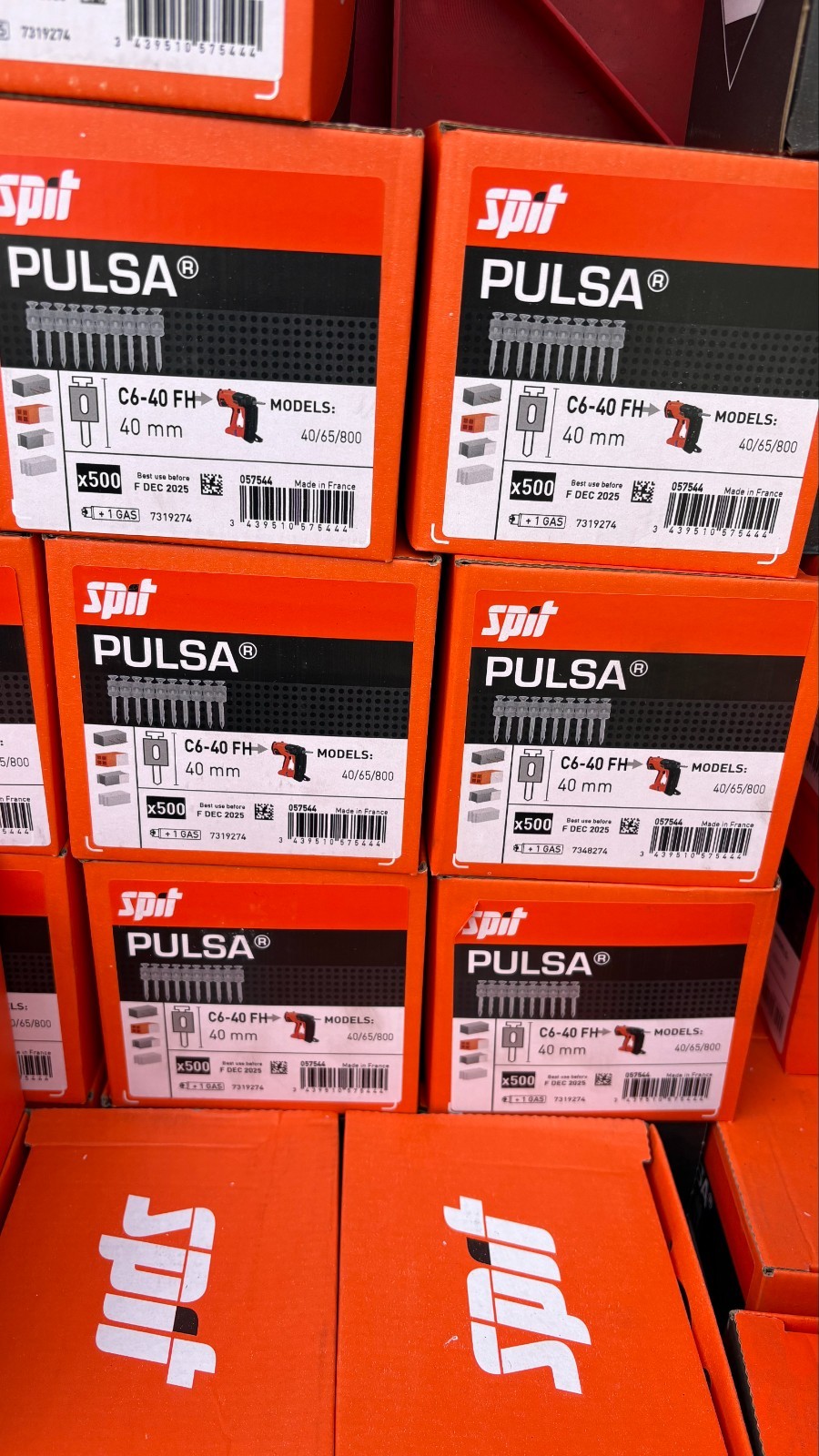 SPIT ‎057544 C6-40 40mm Pack of 500 Nails for Pulsa 800/500 10x boxes 10x 10x 10
