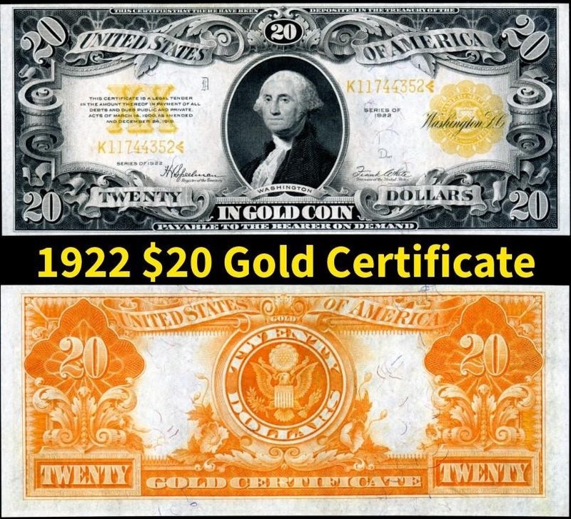 HGR SUNDAY 1922 $20 Gold Certificate ((GORGEOUS)) Appears GEM UNCIRCULATED