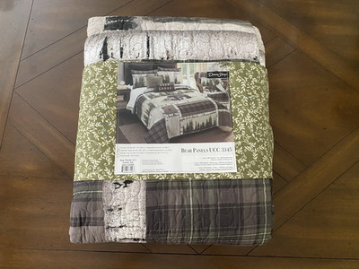 New Donna Sharp Bear Panels Queen 3 Pc Bedding Set Quilt Shams