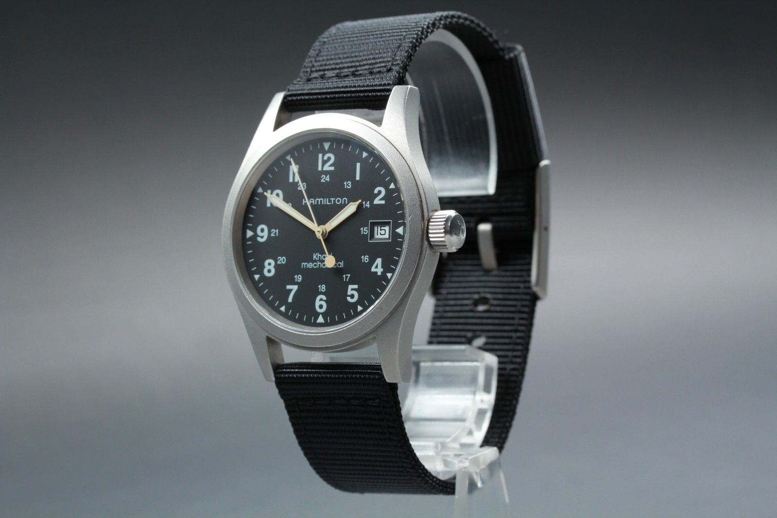 HAMILTON Khaki Mechanical 000095 Black Dial 38mm Hand Winding Men's Watch Box image 2