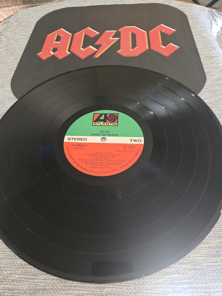 AC/DC Back in Black LP Vinyl 1980 SD 16018 India RARE Atlantic lable ...
