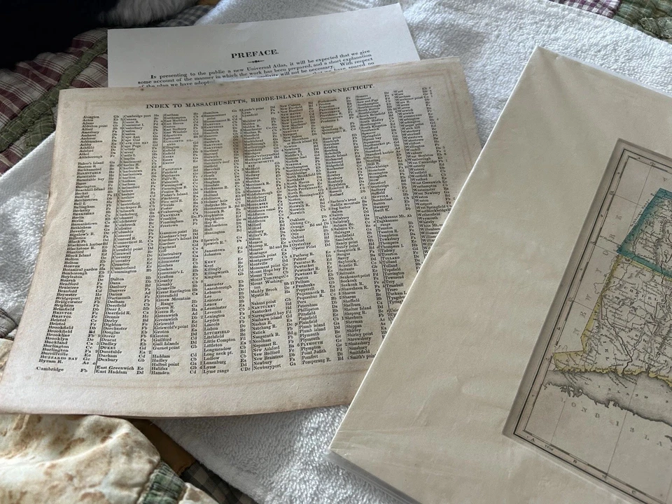 Antique Matted Map Of Massachusetts Rhode Island Connecticut 1825 Sydney E Morse - Image 3 of 4