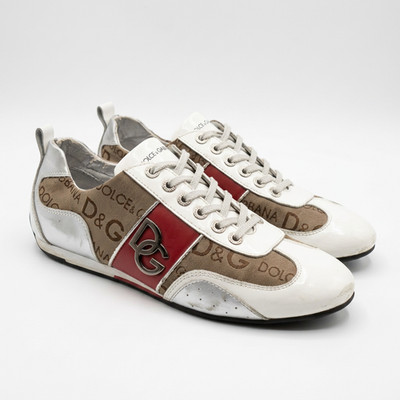  00's Dolce & Gabbana Monogram Leather Sneakers Y2k Speed Cat Vibe DG EU 45