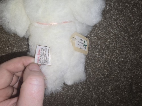 VINTAGE 1991 GUND PLUSH STUFFED Extremely Rare Sample Muttsy Pocket White Mini - Picture 8 of 9